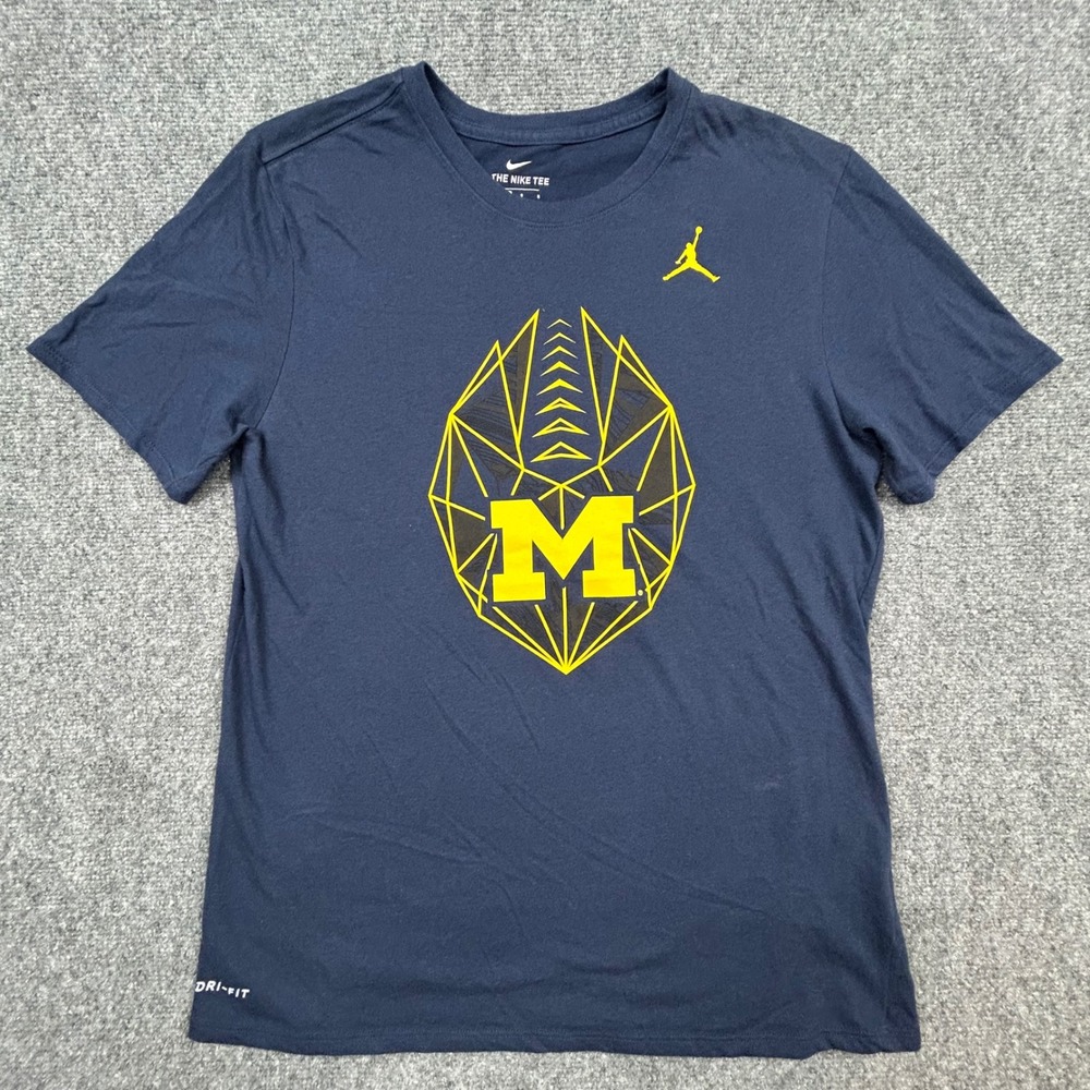 Nike Jordan Michigan Wolverines T-Shirt Mens L Navy Dri-FIT Legend Football Tee